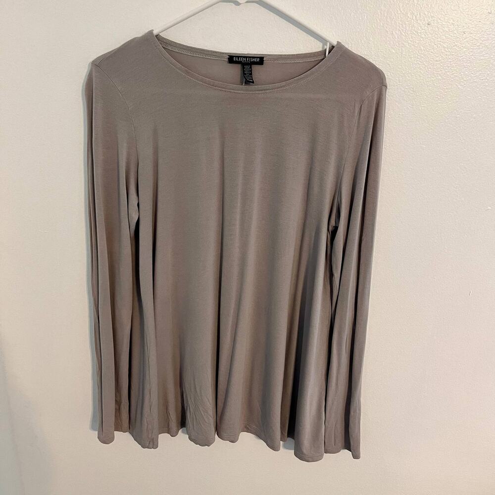 Eileen Fisher Swing Top Womens Size Petite Small Gray Long Sleeve Minimalist